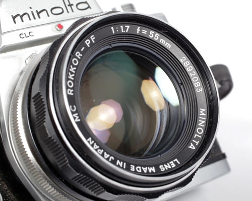 Image of Minolta SRT-101 35mm SLR Film Camera with 55mm F1.7 MC rokkor PF lens #0520