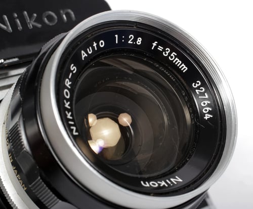 Image of Nikon F Photomic 35mm SLR film camera with Nikkor S 35mm F2.8 lens #0521 