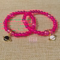 Image 2 of Pink Planet Bracelet, Planet Bracelet, Planet Charm Bracelet, Celestial Bracelet, Saturn Bracelet