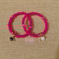 Image 1 of Pink Planet Bracelet, Planet Bracelet, Planet Charm Bracelet, Celestial Bracelet, Saturn Bracelet
