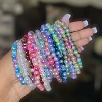 Image 1 of Faux pearl bracelet, dainty faux pearl bracelet, imitation colorful pearl beaded bracelet