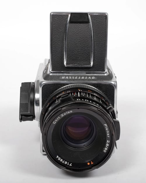 Image of Hasselblad *503CX camera w/ T* Planar 80mm F2.8 CF lens + A12* Back + WLF #0551