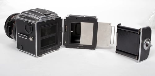 Image of Hasselblad *503CX camera w/ T* Planar 80mm F2.8 CF lens + A12* Back + WLF #0551