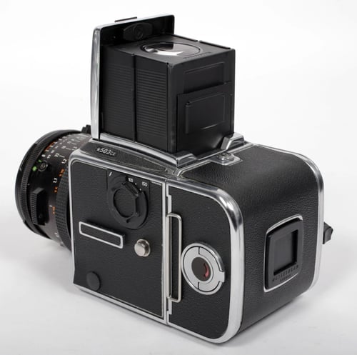 Image of Hasselblad *503CX camera w/ T* Planar 80mm F2.8 CF lens + A12* Back + WLF #0551