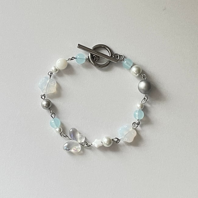 'white butterfly meadow' charm bracelet