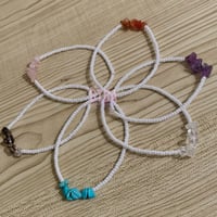 Image 4 of Beaded Crystal Chip Anklet, Seed Beads Minimalist Anklet, Natural Stone Dainty Anklet, Healing 