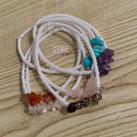 Image 1 of Beaded Crystal Chip Anklet, Seed Beads Minimalist Anklet, Natural Stone Dainty Anklet, Healing 