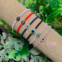 Image 1 of Dainty Evil Eye Bracelet, Beaded Evil Eye Bracelets, Stackable Evil Eye Bracelet, Good Luck Eye 