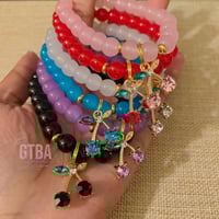 Image 3 of Cherry Charm Bracelet, Cherry Bracelet, Cherry Beaded Bracelet, Bling Bracelet, Fruit Bracelet