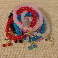 Image 1 of Cherry Charm Bracelet, Cherry Bracelet, Cherry Beaded Bracelet, Bling Bracelet, Fruit Bracelet