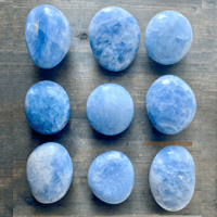 Image 6 of Blue Calcite Palm Stones, Blue Calcite, For calm, clarity, and authentic expression 