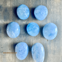 Image 8 of Blue Calcite Palm Stones, Blue Calcite, For calm, clarity, and authentic expression 