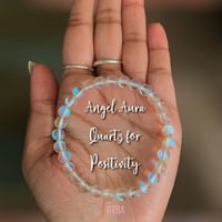 Image 1 of Angel Aura Quartz Bracelet, Rainbow Aura Quartz Gemstone Stretch, Mystic Quartz Crystal Bracelet