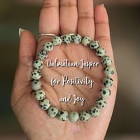 Image 1 of Natural Dalmatian Jasper Stone Bracelet, Dalmatian Jasper Bracelet, Minimalist, Positivity Healing 