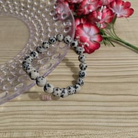 Image 4 of Natural Dalmatian Jasper Stone Bracelet, Dalmatian Jasper Bracelet, Minimalist, Positivity Healing 