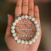 Image 1 of Howlite Beaded Bracelet, Howlite Crystal Bead Bracelet, Howlite Stone Bracelet, Calming Stone