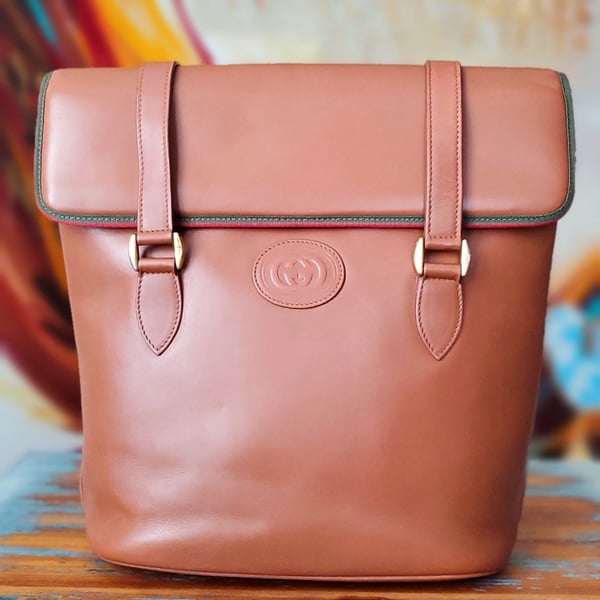 Image of  Vtg Gucci Tan Leather Tote Bag