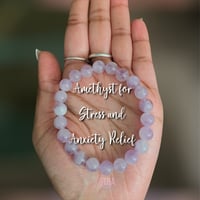 Image 1 of Amethyst Bracelet, Natural Stone Purple Bracelet, Healing Crystal Yoga Bracelet, Spiritual 