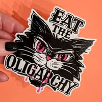 Image 2 of Eat the Oligarchy | Black Cat Sticker