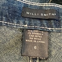 Image 4 of Women's Denim Skirt, Vintage 90's knee length, lace up front w-hidden button closure SZ 6/8