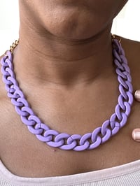 Image 1 of Matte Curb Chain Necklace in Amethyst
