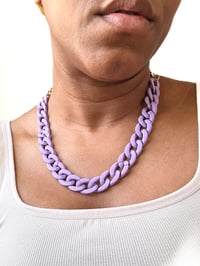 Image 2 of Matte Curb Chain Necklace in Amethyst