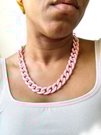 Image 1 of Matte Curb Chain Necklace in Peach