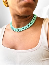 Image 1 of Matte Curb Chain Choker in Seafoam