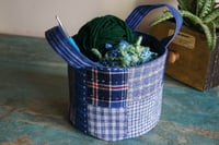 Image 3 of  Round Patchwork Fabric Storage Basket – Vintage Fabric, Slow Stitches