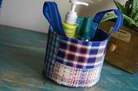 Image 4 of  Round Patchwork Fabric Storage Basket – Vintage Fabric, Slow Stitches