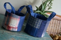 Image 2 of  Round Patchwork Fabric Storage Basket – Vintage Fabric, Slow Stitches