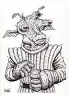 THREE EYES original ink illustration/choice of adding color!