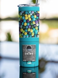 Image 1 of Gumball Machine 20oz Skinny Tumbler With Straw and Lid.