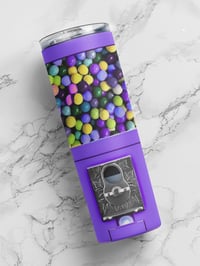 Image 2 of Gumball Machine 20oz Skinny Tumbler With Straw and Lid.
