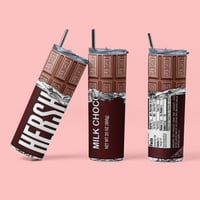 Image 2 of Hershey's 20oz Skinny Tumblers W/Lid &amp; Straw.