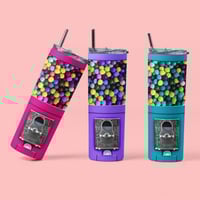 Image 3 of Gumball Machine 20oz Skinny Tumbler With Straw and Lid.