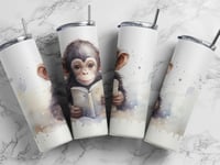 Image 2 of Bear Reading 20oz Thermal Tumbler With Straw. 