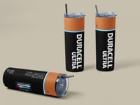 Image 2 of Duracell 20oz Thermal Tumbler with Lid and Straw.