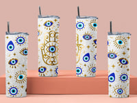 Image 2 of Evil Eye With Hand 20oz Tumbler With Straw and Leak Proof Lid.