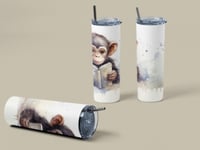 Image 4 of Bear Reading 20oz Thermal Tumbler With Straw. 