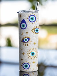 Image 4 of Evil Eye With Hand 20oz Tumbler With Straw and Leak Proof Lid.