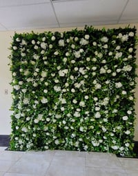 Image 1 of Greenery  Flower  Wall Backdrop Green /white