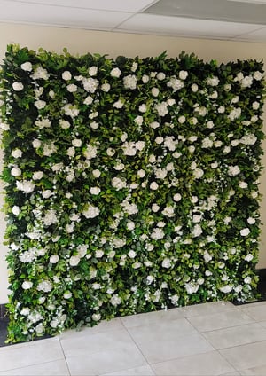 Image of Greenery  Flower  Wall Backdrop Green /white