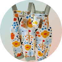 Image 1 of Bright Floral Overalls