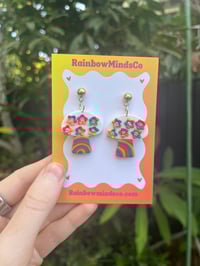 Rainbow bloom shroom earrings 