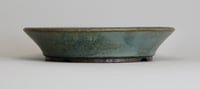 Image 2 of Round bonsai pot in a matte blue glaze. D.197mm