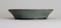Image 4 of Round bonsai pot in a matte blue glaze. D.197mm