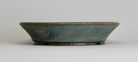 Image 1 of Round bonsai pot in a matte blue glaze. D.197mm