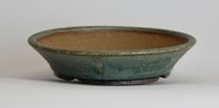 Image 5 of Round bonsai pot in a matte blue glaze. D.197mm