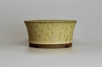 Image 1 of Round bonsai pot in a yellow glaze. D.116mm